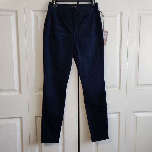 Jen7 7 For All Man Kind Comfort Skinny Navy Blue Pull On Jeans Size 6 Stretch - Picture 1 of 11
